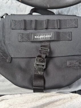 Balenciaga Black Tactical Belt Bag with Buckle Detail